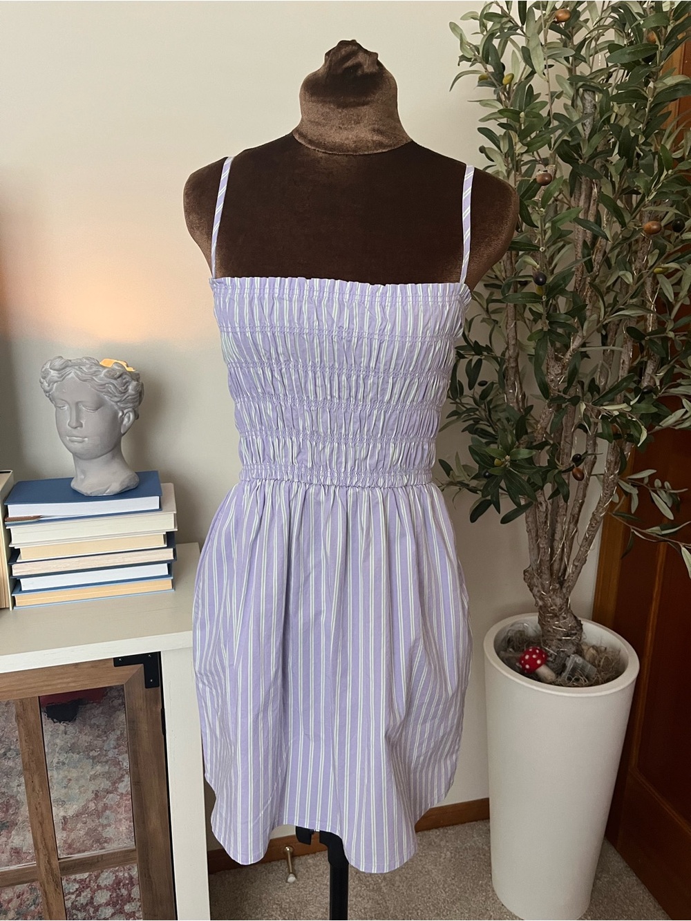Florence by Mills NWOT Smocked Lavender Stripe Sundress with Spaghetti Straps